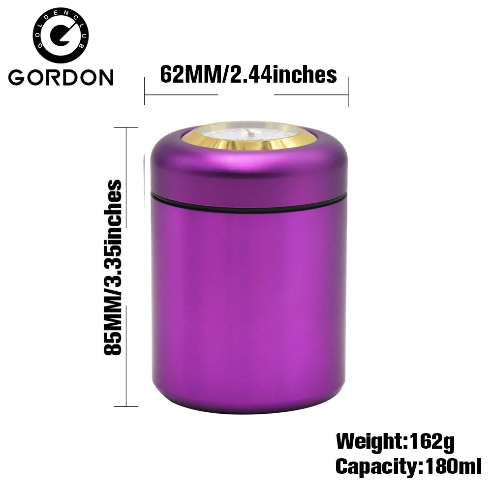 GORDON Aluminum Metal Storage Stash Jar (Capacity180ml) Thermometer Hygrometer Airtight Proof Storage Container Pill Box Case