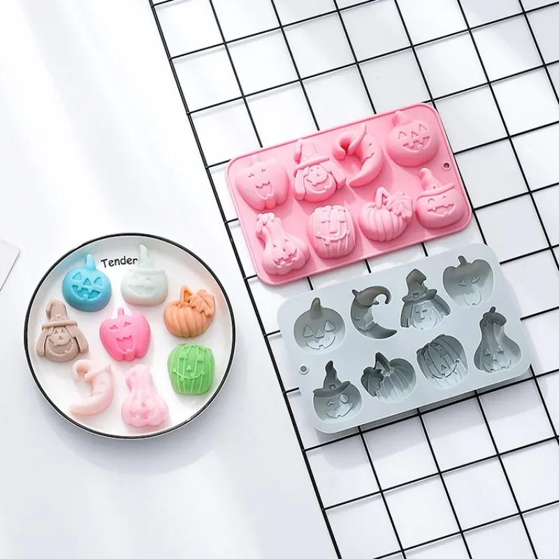 8 Silicone Cake Molds Pumpkin Witch Moon and Other Shapes Baked Desserts Mousse Rice Cakes Baby Food Kitchen Supplies Gifts