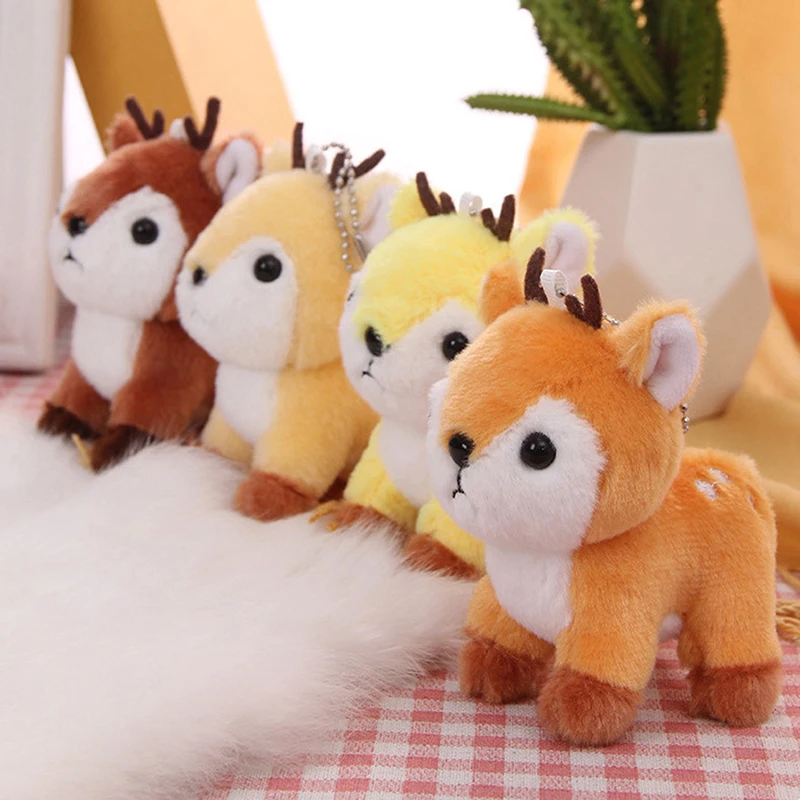 1Pcs Lovely Cartoon Forest Animal Giraffe Plush Toy Soft Stuffed Small Doll Key Ring Backpack Pendant Birthday Christmas Gifts