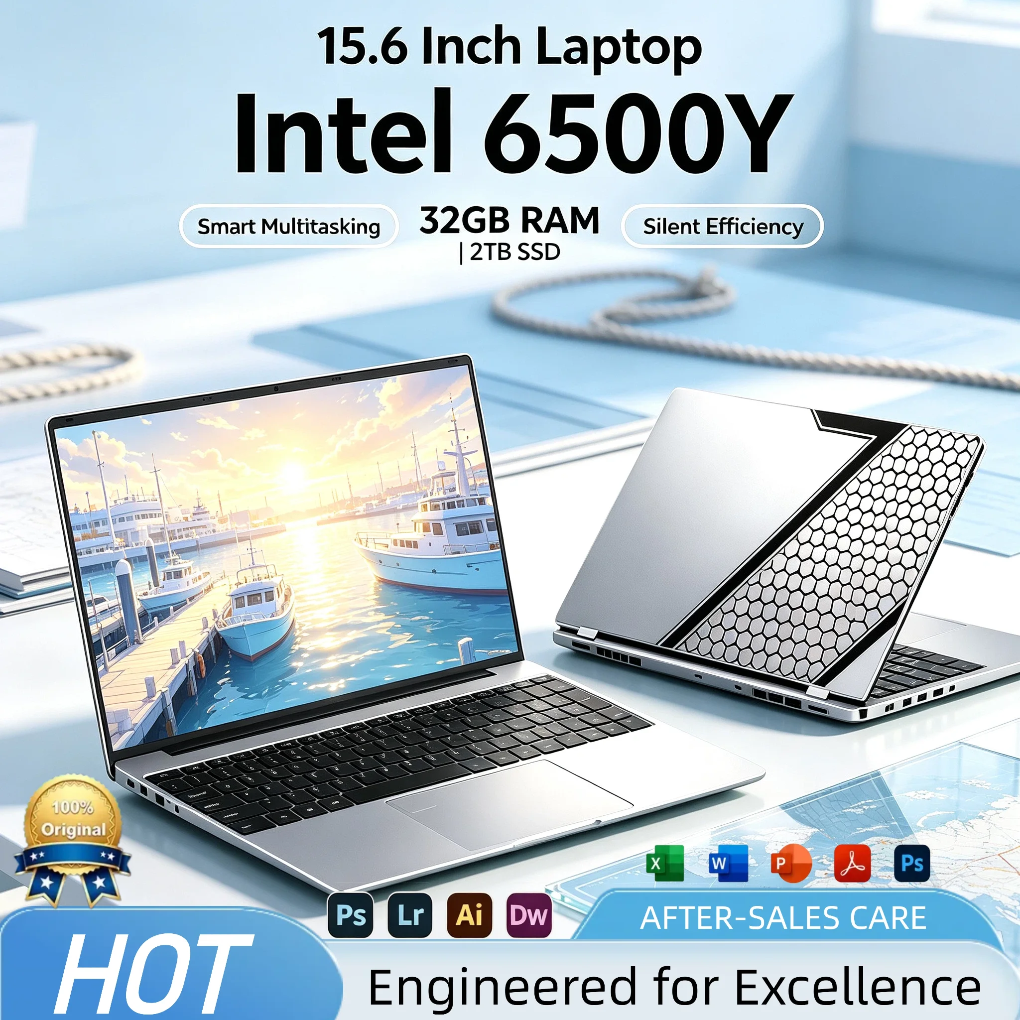 Intel Core 6500Y 15.6 Inch Laptop 4C4T 4MB Cache Ultra Slim Fingerprint Backlit Keyboard 16GB 2TB SSD High Performance Max