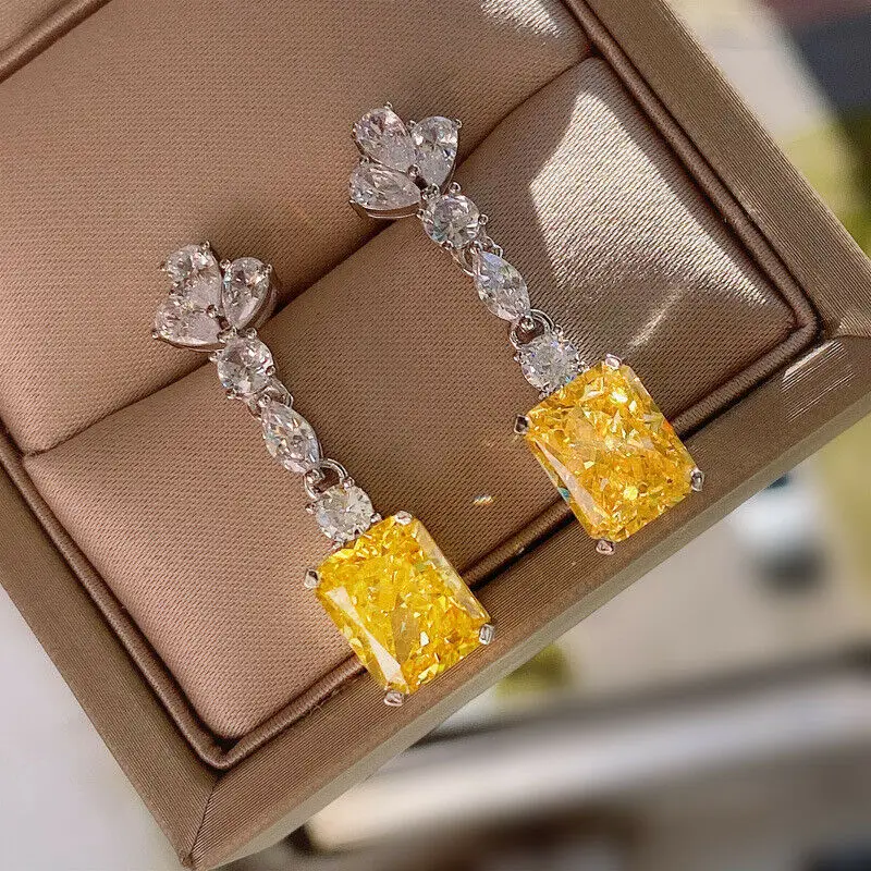 CAOSHI Shinning Yellow Stone Drop Earrings for Women Fashion Elegant Lady Anniversary Ceremony Party Accessories Fancy Jewelry