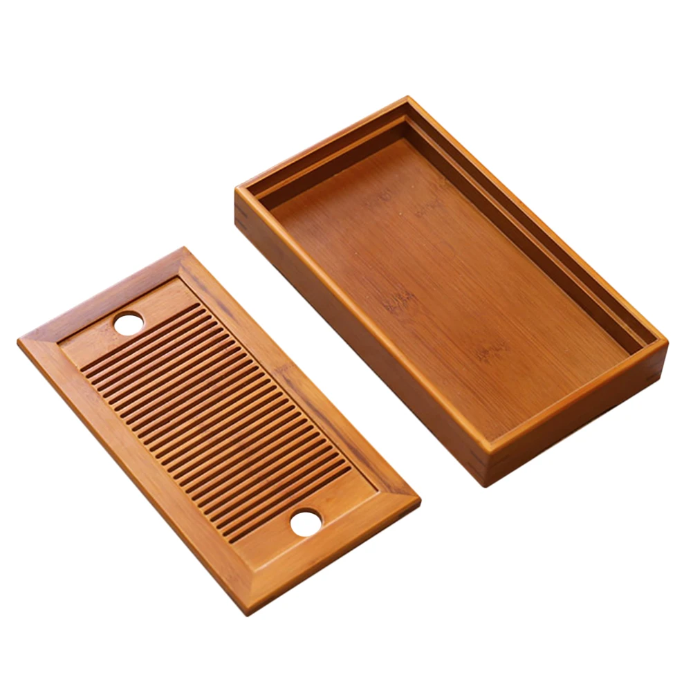 

Water Storage Tea Tray Plate Holder Detachable Stand Service Bamboo Table Platter Travel Teacup