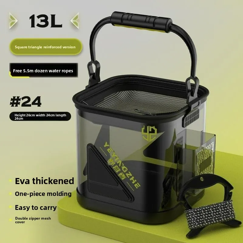 Luya balde de peixe vivo multi funcional portátil dobrável transparente portátil durável balde de pesca de água suprimentos de artes de pesca
