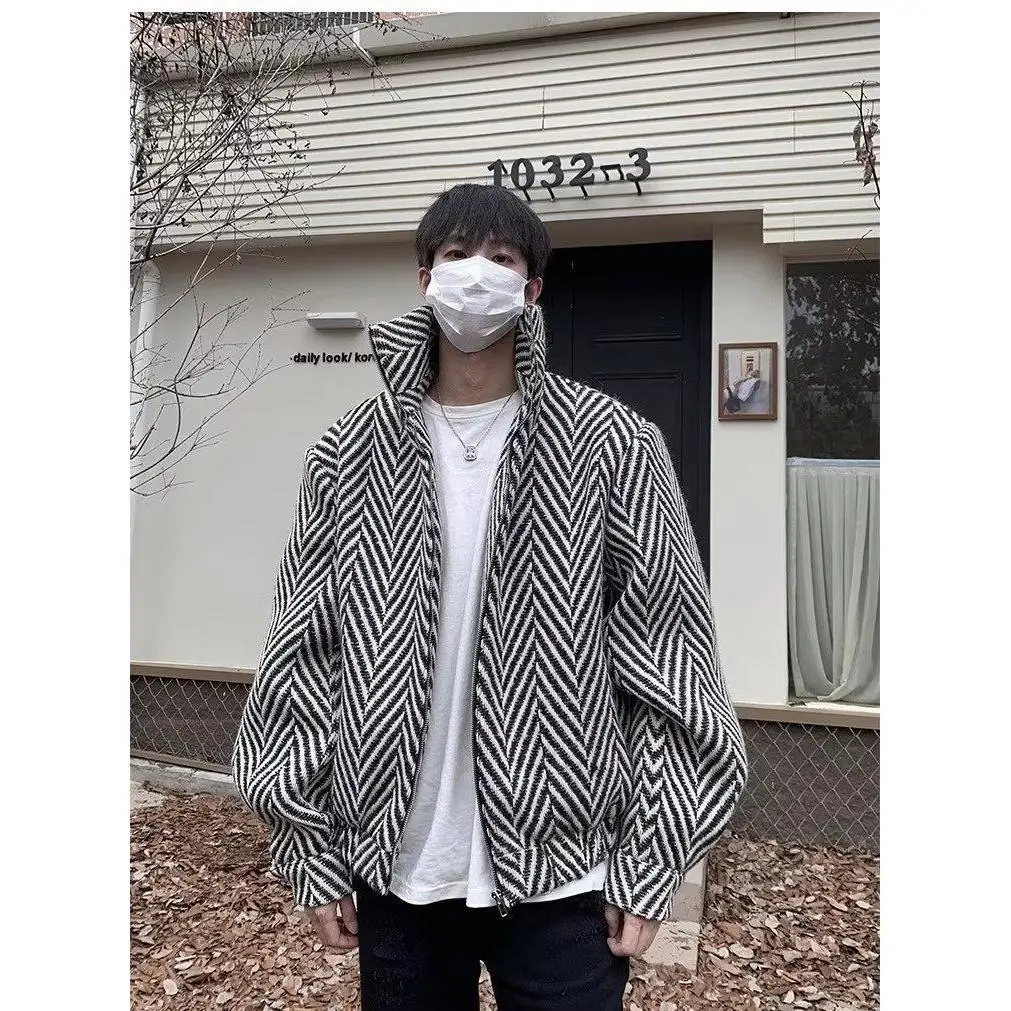 

Casual Loose Men's Jaet Spring Autumn Street Sle Harajuku Korean Faion Polyester Fiber Zipper Decoration Stand Fit