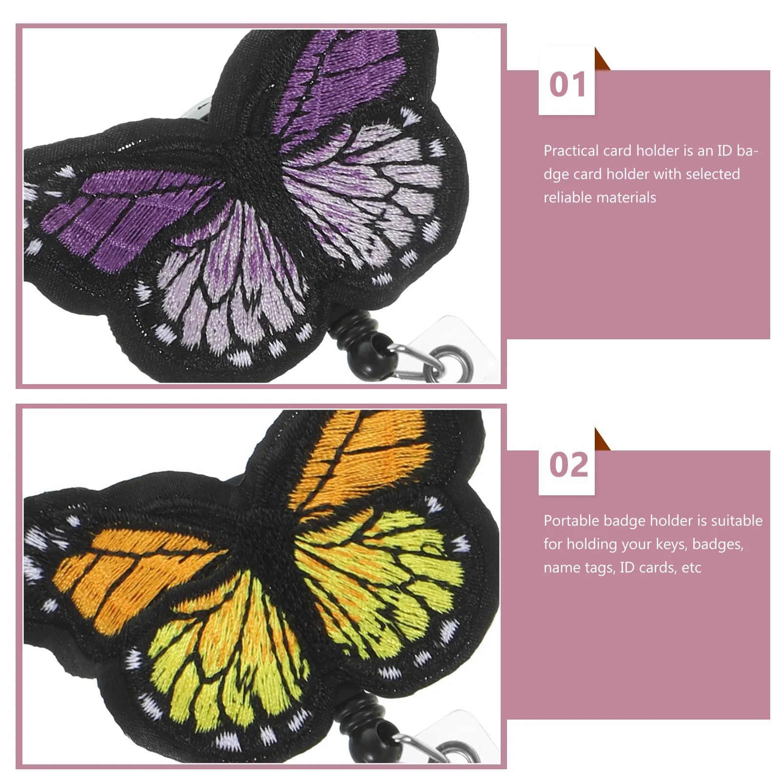 Nurse Badge Holders 4 Pack Butterfly Shaped ID Card Clips Cute Name Tag Buckles for Work