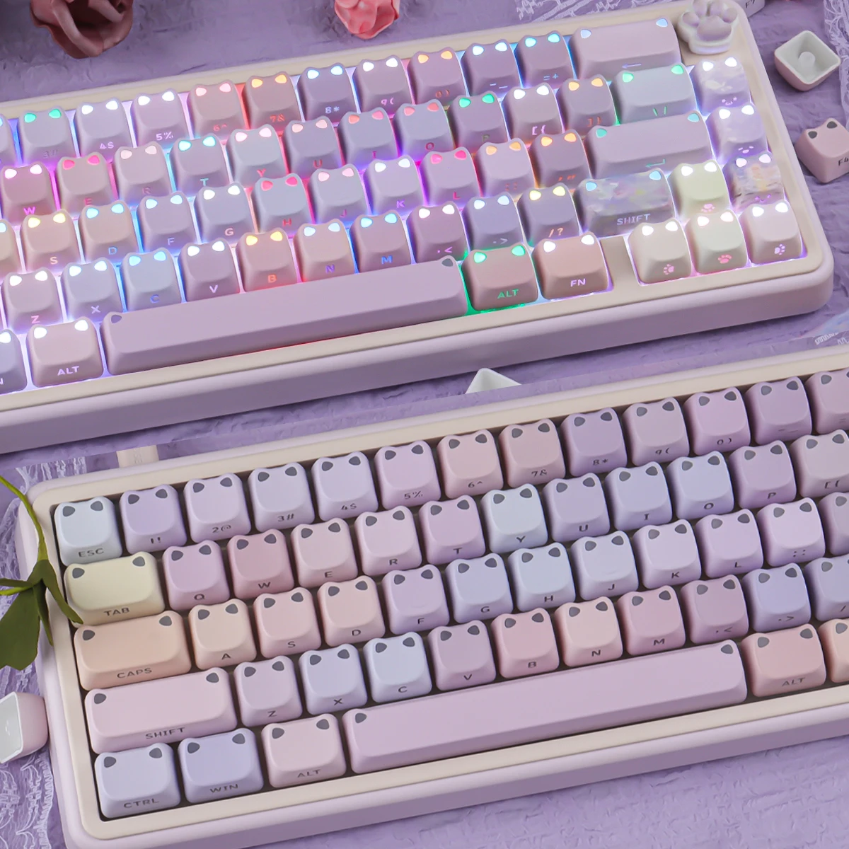 Klawisze z podświetleniem Water Lilies Side Backlight, 113 klawiszy, materiał PBT, profil MAO, klawisze DYE-SUB do przełączników MX, klawiatura mechaniczna Wooting — zdjęcie produktu 5