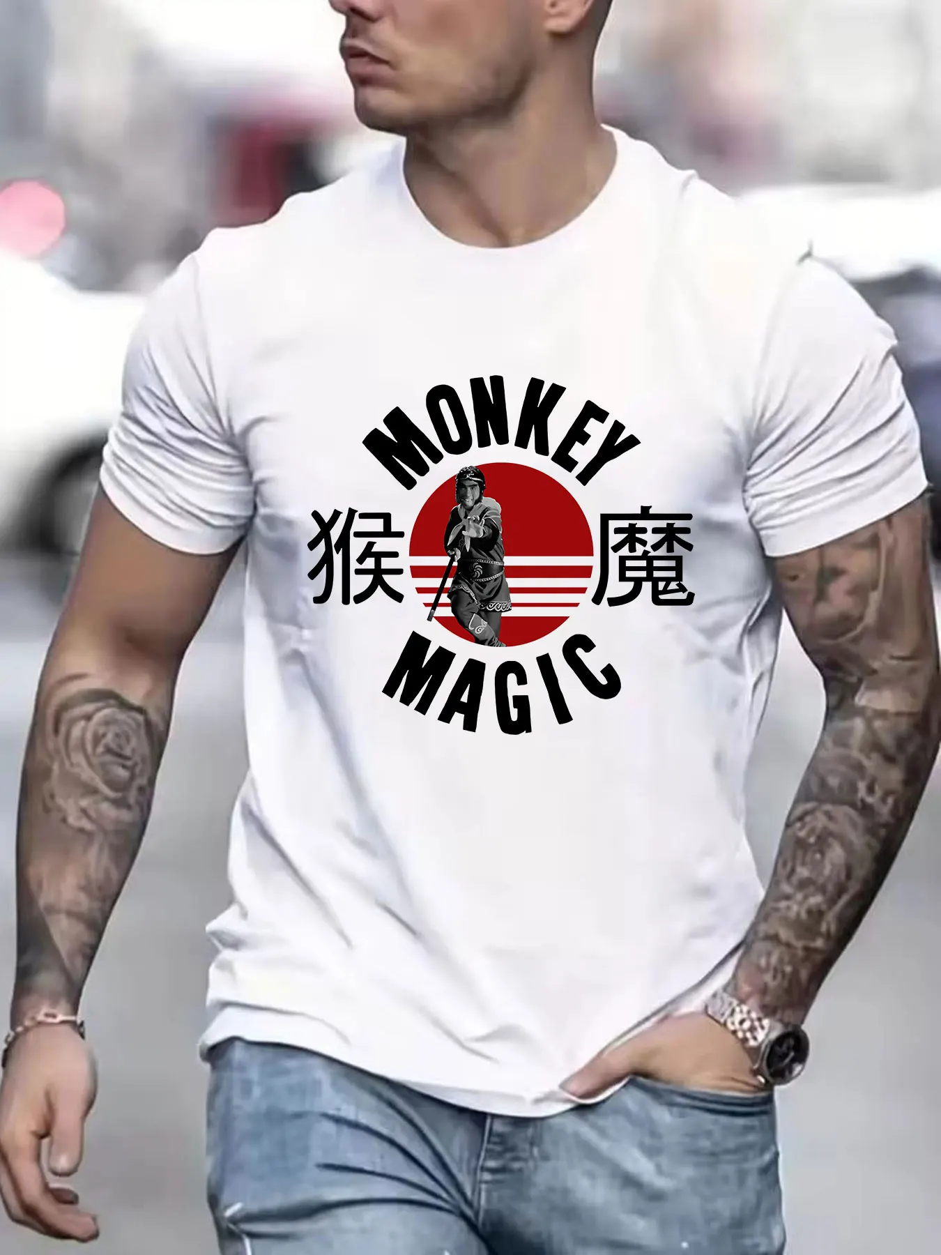 

Monkey Magic Japanese Poster TV Series Best-selling top T-shirt 180g Pure cotton hot stamping short-sleeved T-shirt