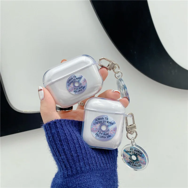 For Airpods 1/2 Case Transparent Retro CD Protective Case For Apple Airpods Pro Case TPU Music Transparent Case ins Cover Korea