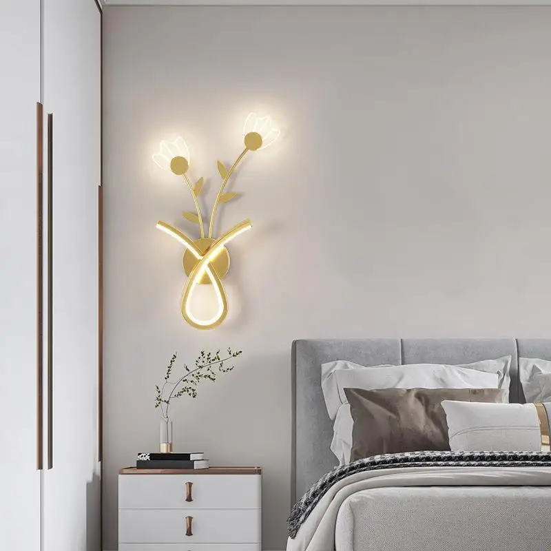 Moderne LED Blumen Wand leuchte für Nachttisch Schlafzimmer Wohnzimmer Gang Treppe Balkon Acryl Wand leuchte Wohnkultur Leuchte Glanz