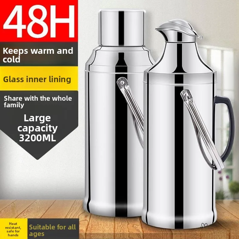 

Household Stainl Steel Glass Inner Barrel Hot Water Bottle Large Capaci 8P Thermal Pot 5 Pou Insulated Water Kettle