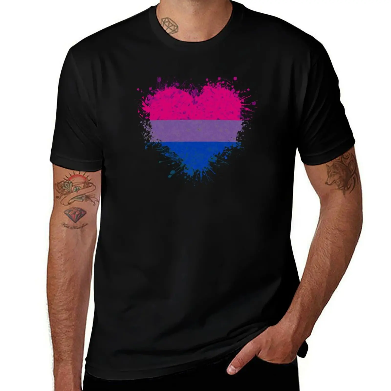 

Bisexual Heart Pride T-Shirt man t shirts for men casual funny t shirts man T-Shirt
