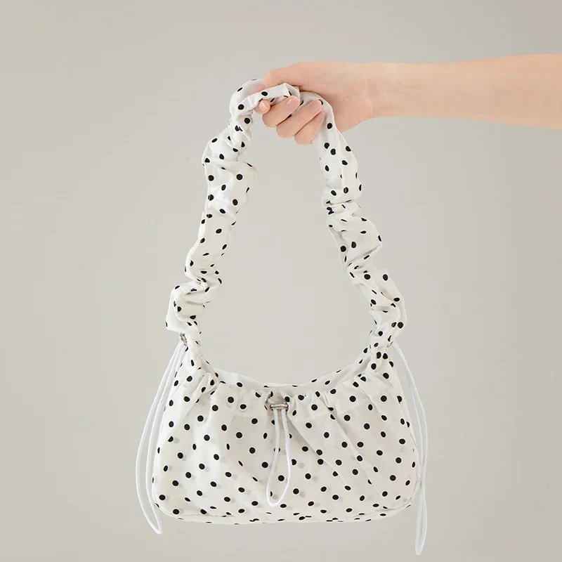

Fashion Polka Dot Nylon Shoulder Cloud Bags Korean Niche Design Lady Commuter Underarm Bag Women Simple Handbags