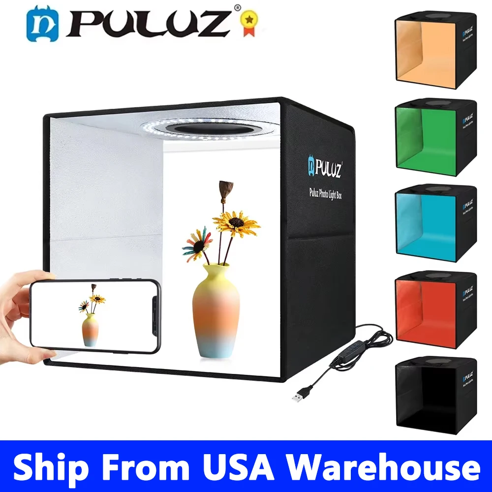 PULUZ 30/40CM Photo Studio Lightbox,Dimmable LED Light Box For Photo,Photography Studio Shooting Tent Box Kits 6 Colors Backdrop