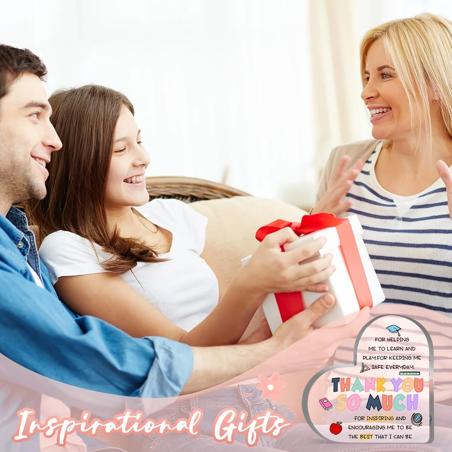 Inspirational Gifts for Women Teacher，Teacher Appreciation Gifts, Best Teacher Gifts, Heart Shape Plaque Gift