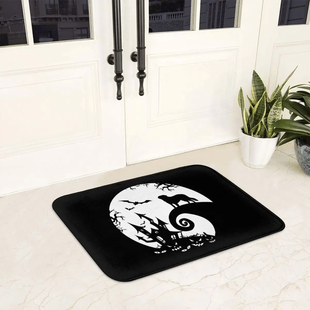 Saint Bernard Dog And Moon Halloween Doormat Non-slip Bathroom Floor Mats Home Entrance Rugs Kitchen Bedroom Carpet Footpad