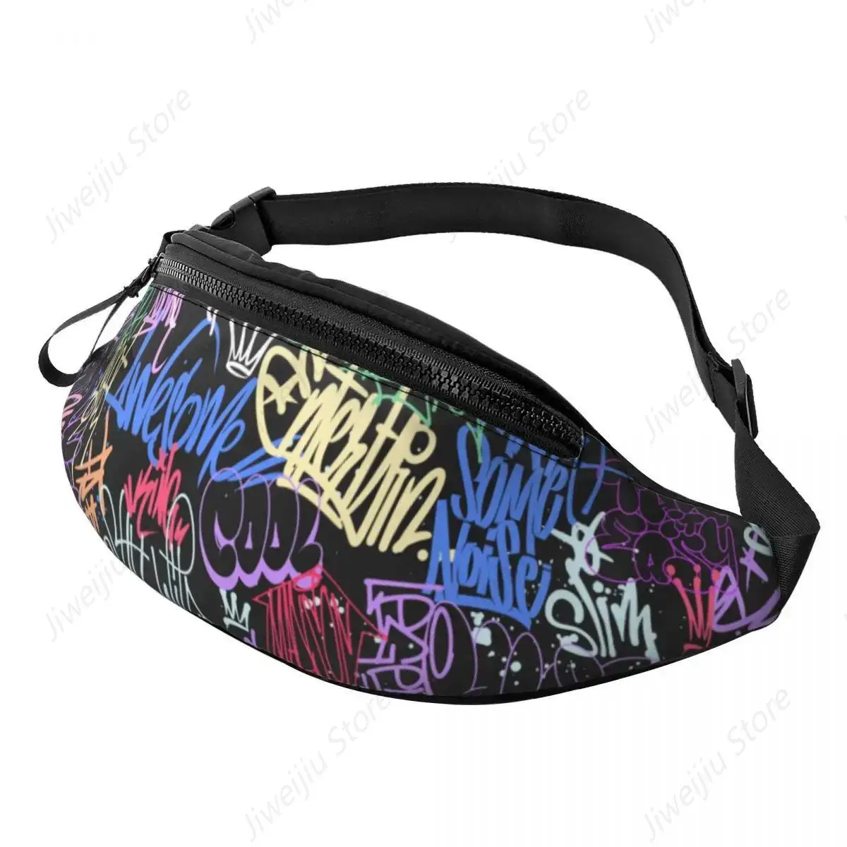 Custom Casual Colorful Street Graffiti Wall Tags Art Fanny Pack Men Women Crossbody Waist Bag for Camping Phone Money Pouch