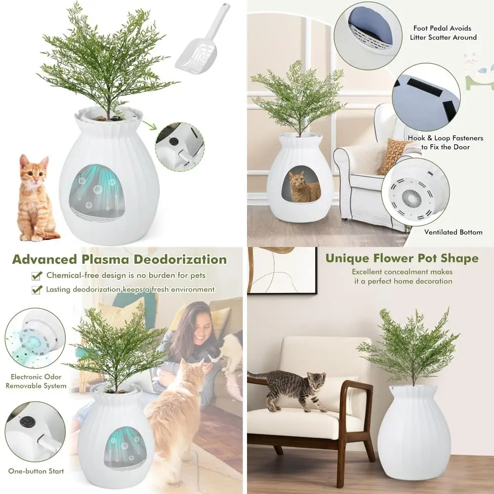 

Корпус кошачьего туалета с искусственными растениями, системой контроля запаха, съемный для незаметного домашнего использования