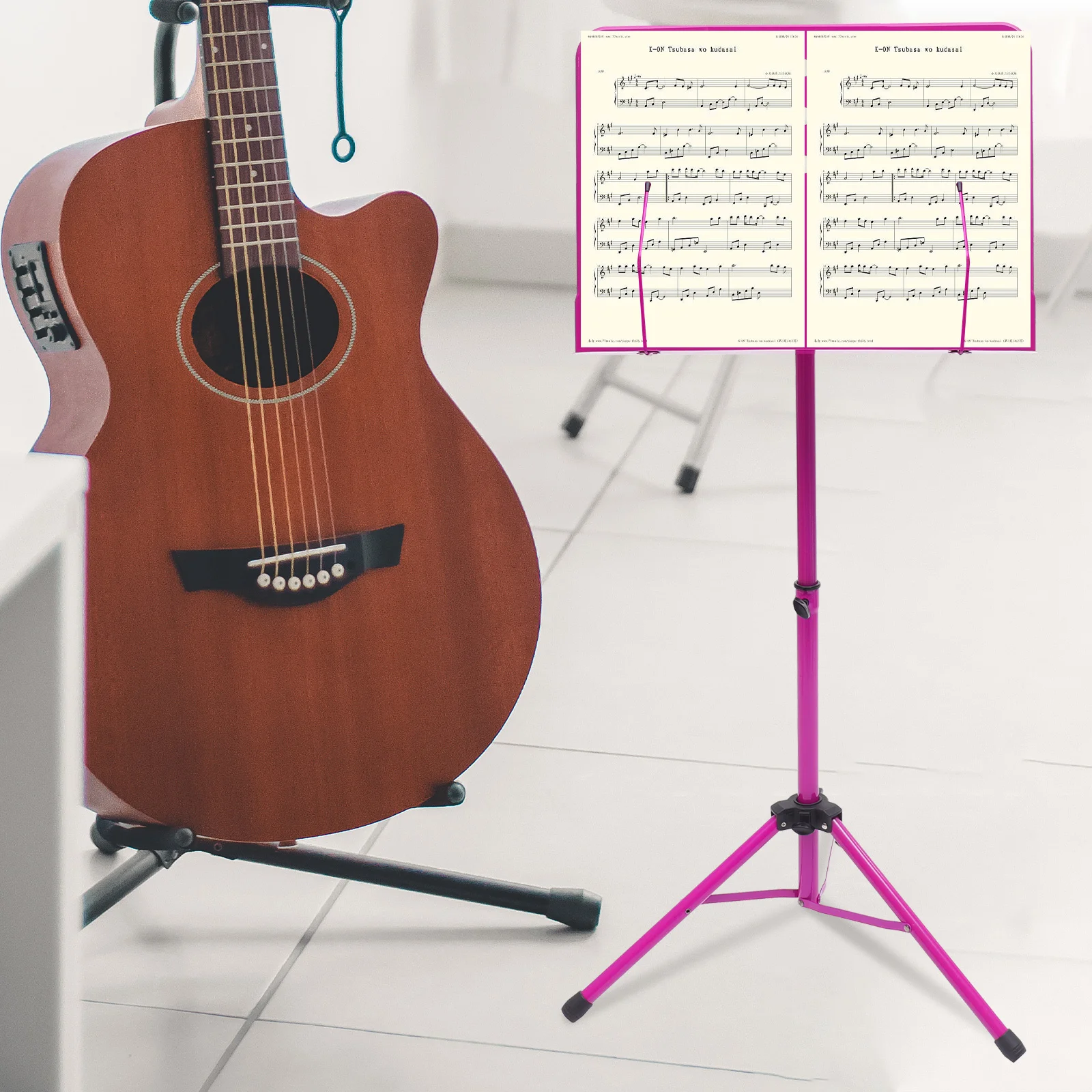 

Folding Aluminum Alloy Music Sheet Stand For Guitar Violin Saxophone Lightweight Telescopic Portable Holder Non-Slip Rotatable