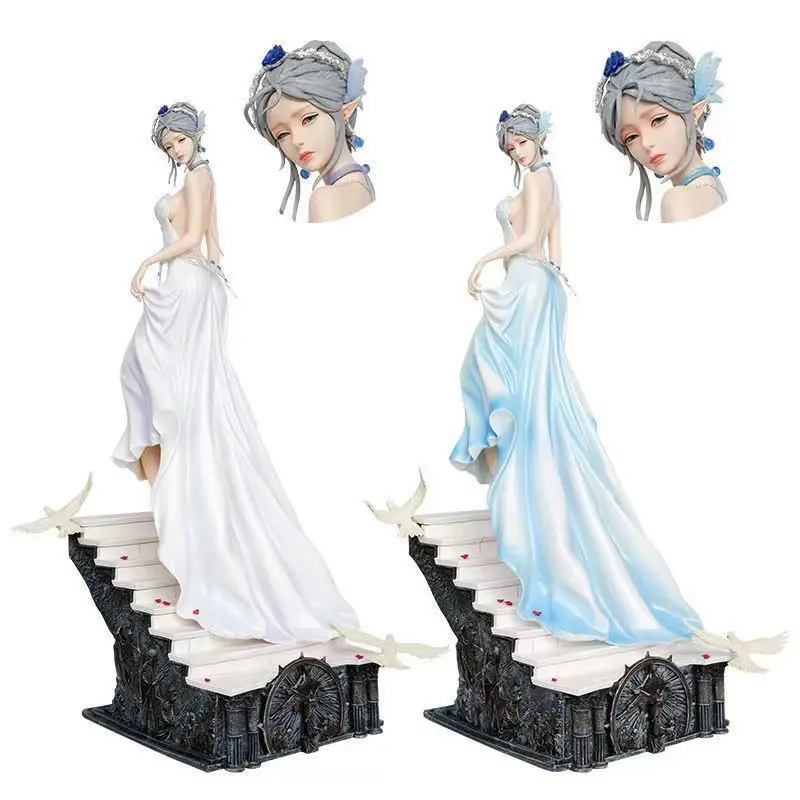 Dynamic Glance Frost Maiden Statue, Anime Art Figure With Ice Sculpture Aesthetic, Premium Display Piece