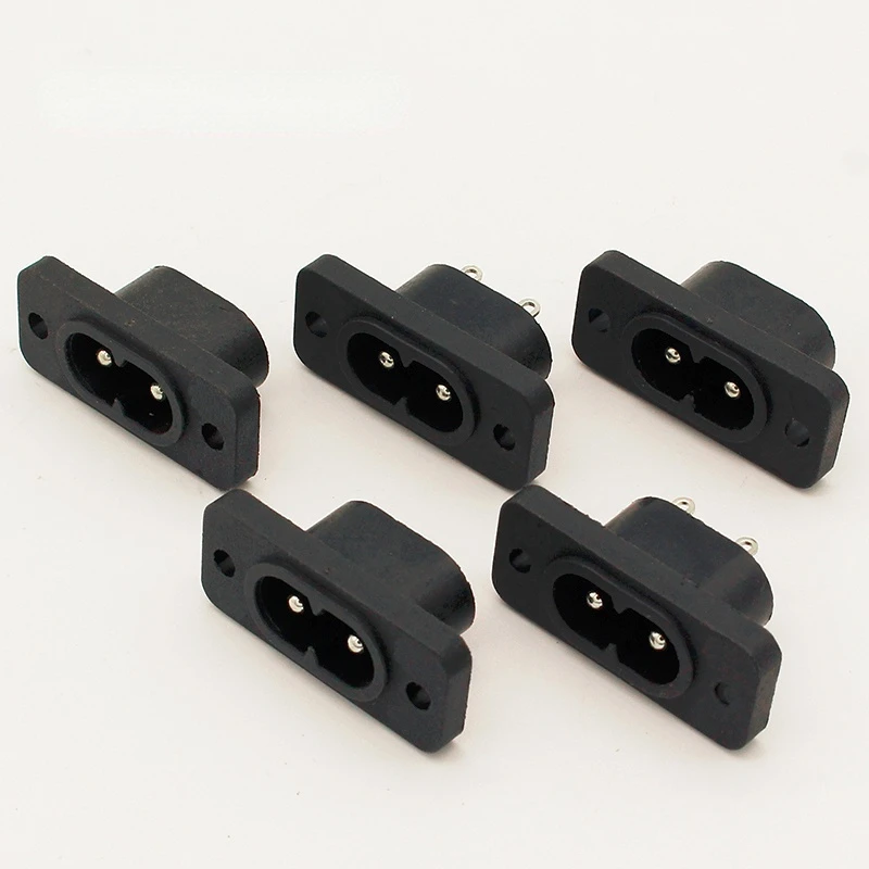 New Hot Selling AC250V 2.5A 5pcs 2Pin IEC 320 C8 Screw Mount Inlet Plug Socket