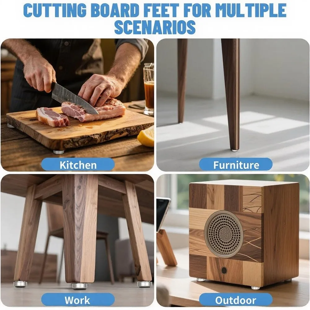4pcs Chopping Board Feet With Non-slip Pads With Silicone Rubber Feet And Screws For Protecting The Worktop From Scratches