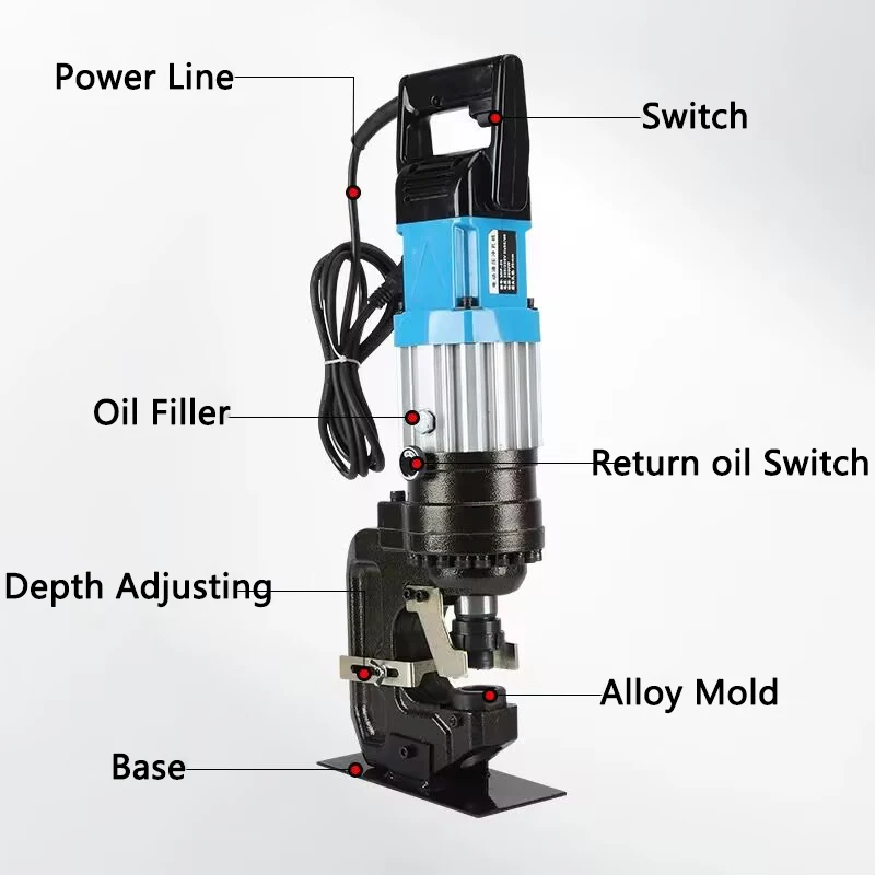 Máquina de perfuração hidráulica elétrica MIP-25 aço/placa de ferro cobre placa de alumínio ângulo aço/canal perfurador de aço grosso 10mm