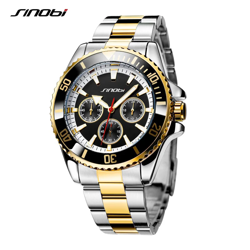 SINOBI Top Luxury Brand Men\'s Watches Original Fashion Mans Quartz Wristwatches Stainless Steel Male Gifts Clock Montre Homme