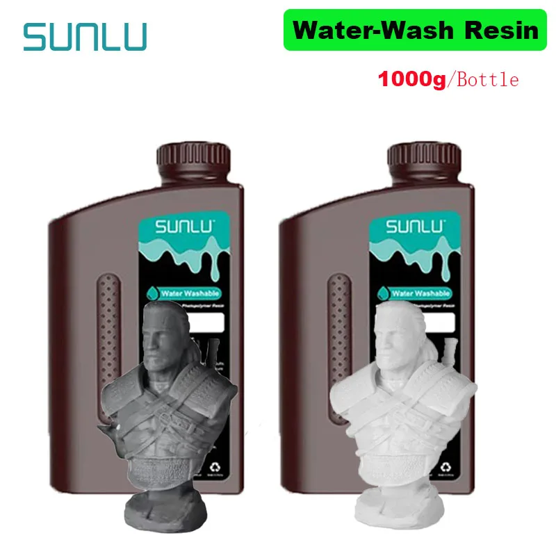 

SUNLU2KG Water-Wash ABS /Water-Wash Resin 395-405nm UV Curing Photopolymer Resin Fast Curing Resin for LCD DLP SLA 3D Printer