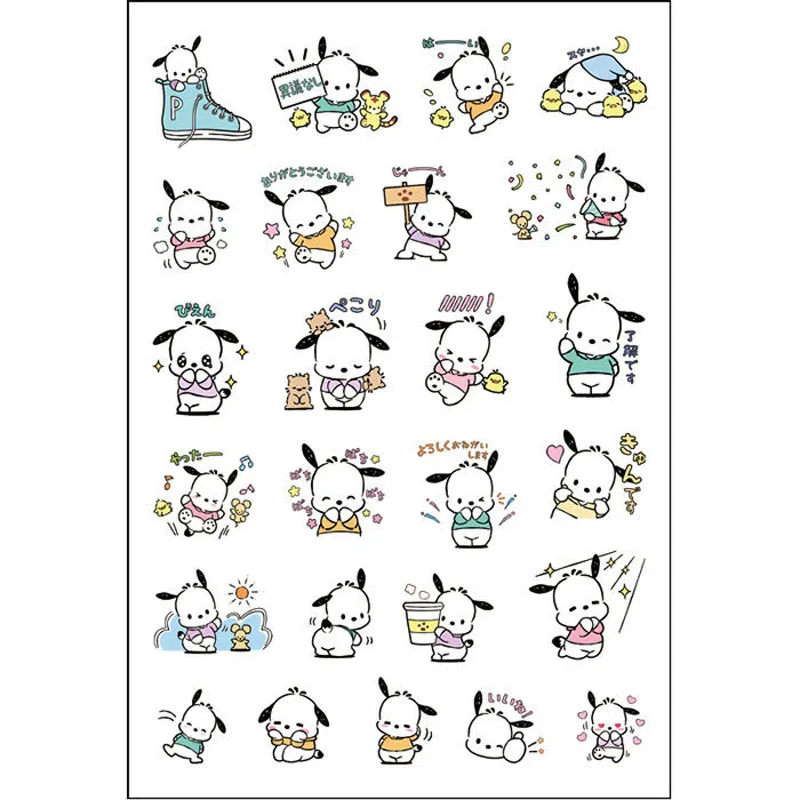 Sanrio Pochacco Stickers Anime Cartoon Cute Stickers Laptop Water Cup Hand Account Waterproof Decorative Transparent Stickers