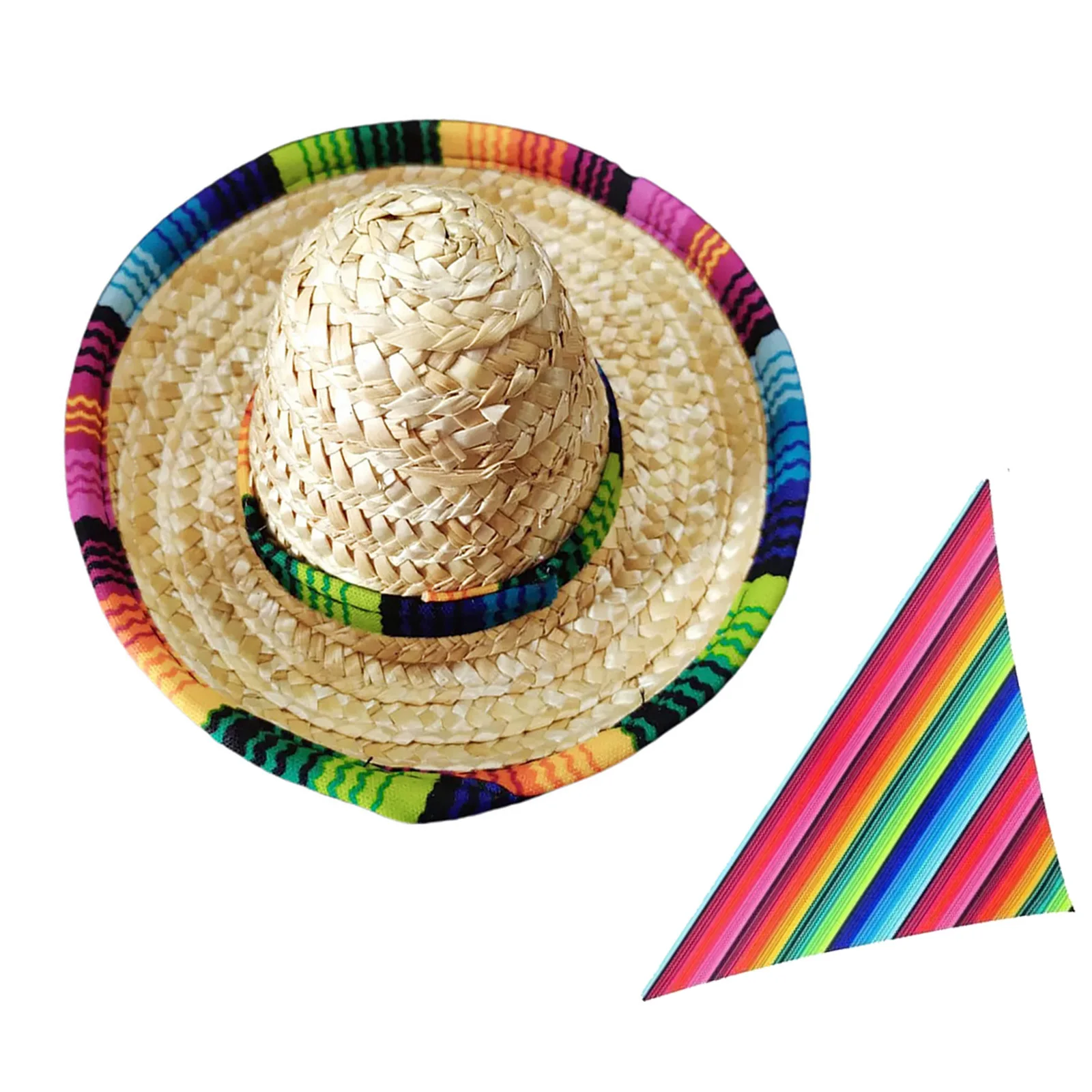 

1Set Mexican Dog Bandana with Straw Sombrero Hat Small Dog Puppy Cat Pet Costume Party Supplies Funny Cosplay Accessories