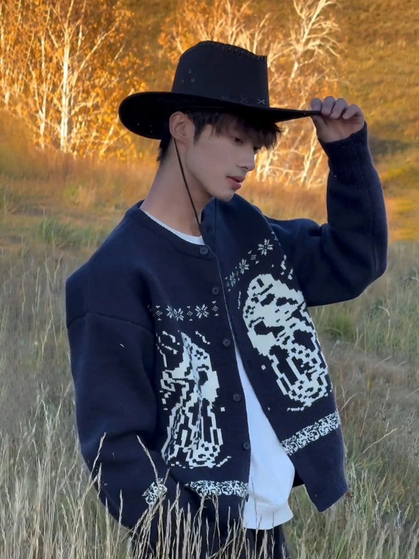 

Мужской вязаный кардиган в стиле ретро с узором Fair Isle, повседневный осенний ленивый стиль, универсальный, от бренда Faion