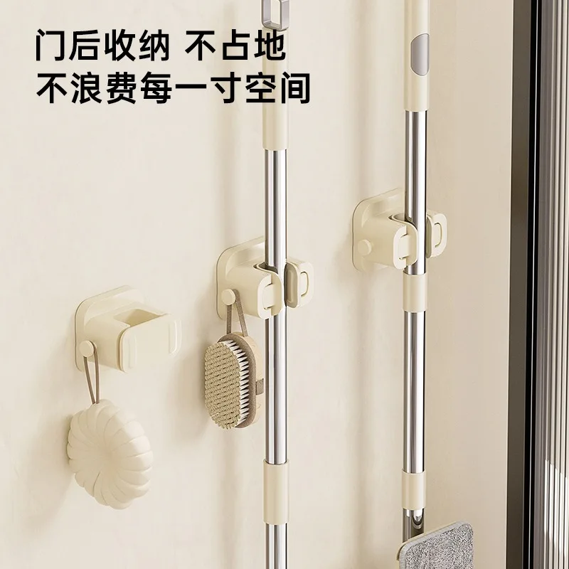 

Wall-Mounted Mop Clip, Punch-Free, Household Toilet, Shower Door, Multi-Functional, Powerful Mop Hook, Seamless