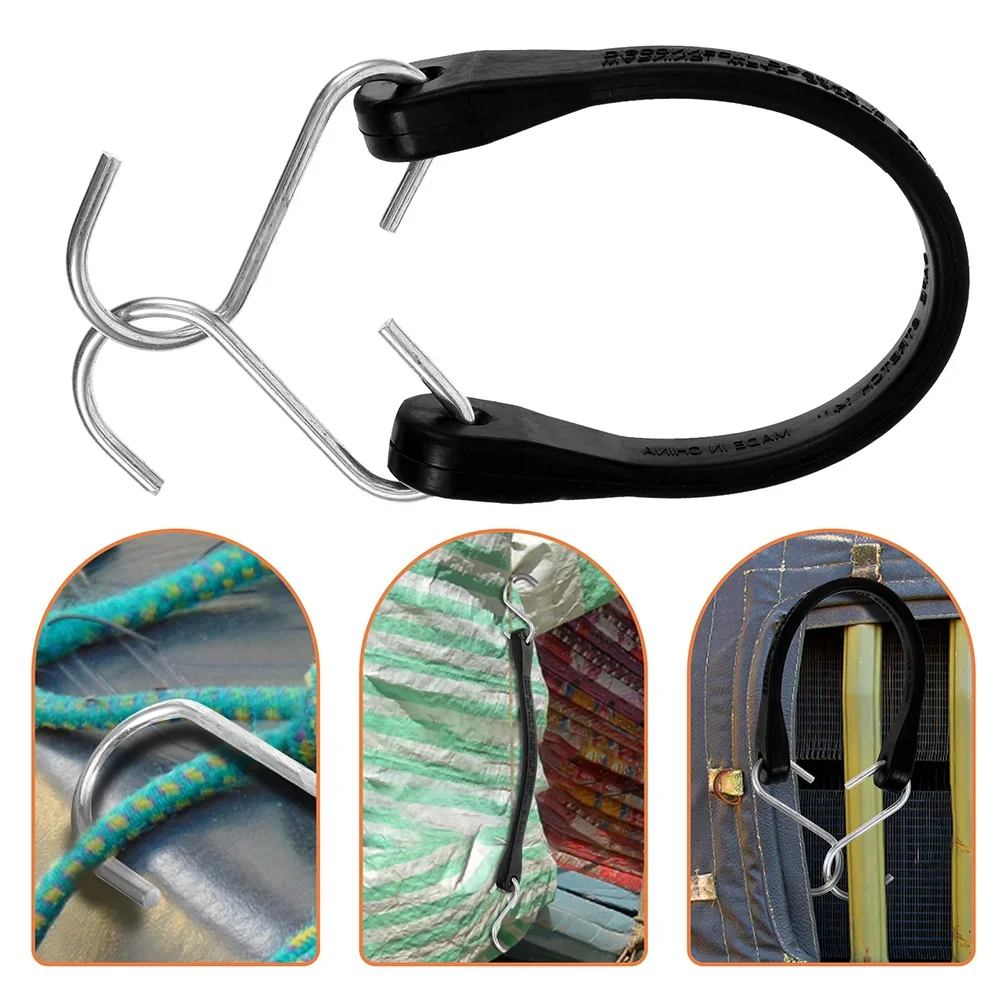 

High-Resistance Elastic Cords with Hooks Durable Canvas Strap for Car And Flat Rubber Rope for Trailer Adjustment