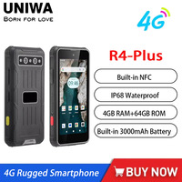 UNIWA R4-Plus Rugged Smartphones 4G Android 14 Octa Core 4GRAM+64GROM 4.0 inch Mobile Phones 3000mAh 16MP NFC CellPhone celular