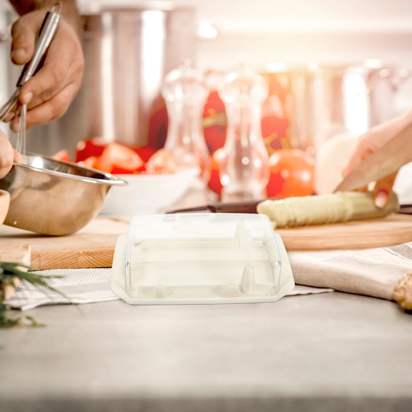 

Crisper Airtight Butter Dish Dispenser Preservation Container with Lid Cheese Storage