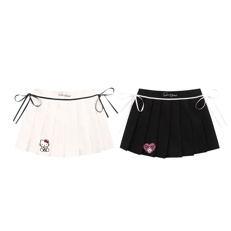 

Hello Kitty/kuromi High Waist Bow Tie Rope Design Pleated Pleated Skirt Anti-Slip A-Line Short Skirt Anime Plush Skirt for Girl