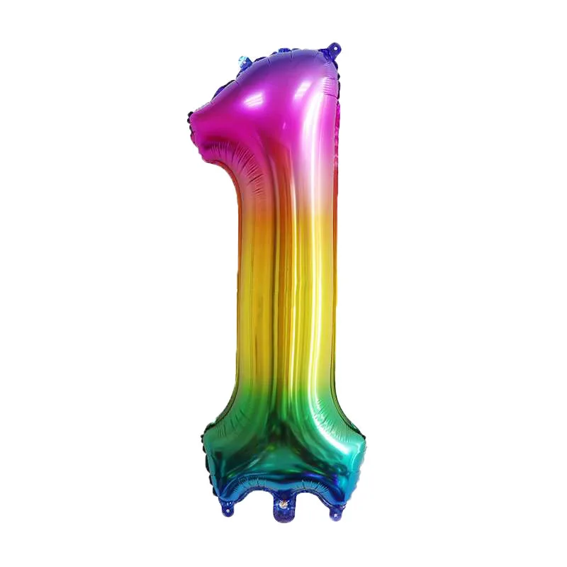40-calowe nowe balony z tęczowymi cyframi 1 2 3 4 5 6 7 8 Balon foliowy Dekoracje urodzinowe Figurki Globos Baby Shower Udekoruj — zdjęcie 7