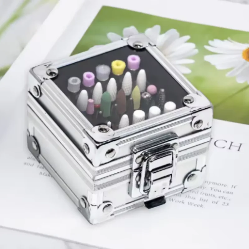 Nail Drill Bits Storage Aluminum Box Portable Manicure Grinding Head Display Case Organizer Container for Nail Art Salon - view 4