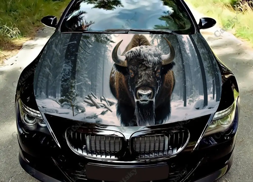 

Плотные виниловые наклейки Bison Snow Forest наклейка на капот автомобиля для грузовиков, виниловые наклейки для грузовиков и автомобилей