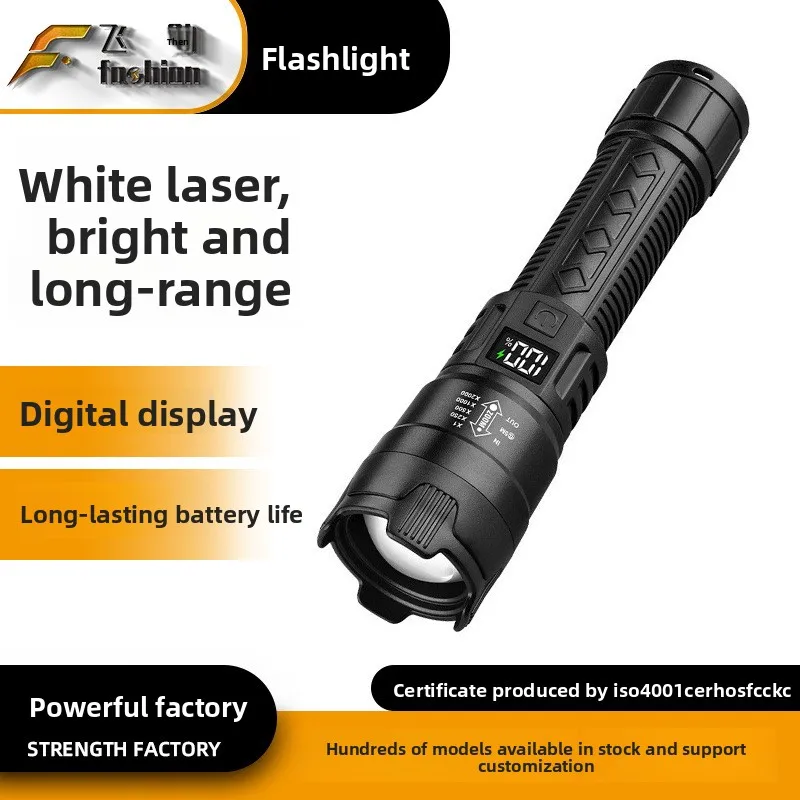 Taschenlampe mit digitaler Leistungsanzeige: Leistungsstark, multifunktional, Teleskop-Zoom, extrem lange Akkulaufzeit, wasserdicht