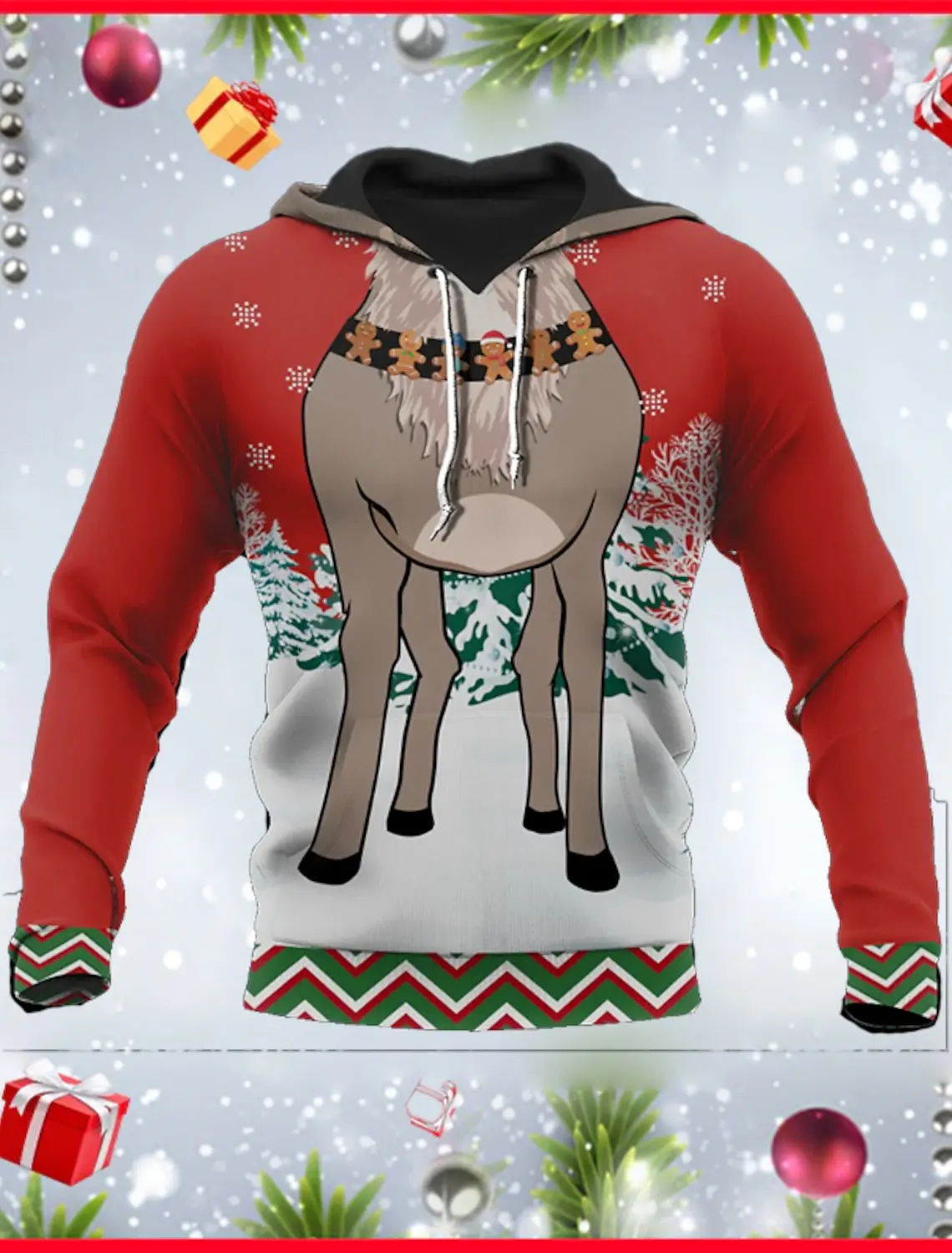 

Christmas Men's Hooded Hoodies 3D Print Christmas Theme Graphic Sweatshirt Drawstring Long Sleeve Streetwear Tops Men's Clothing