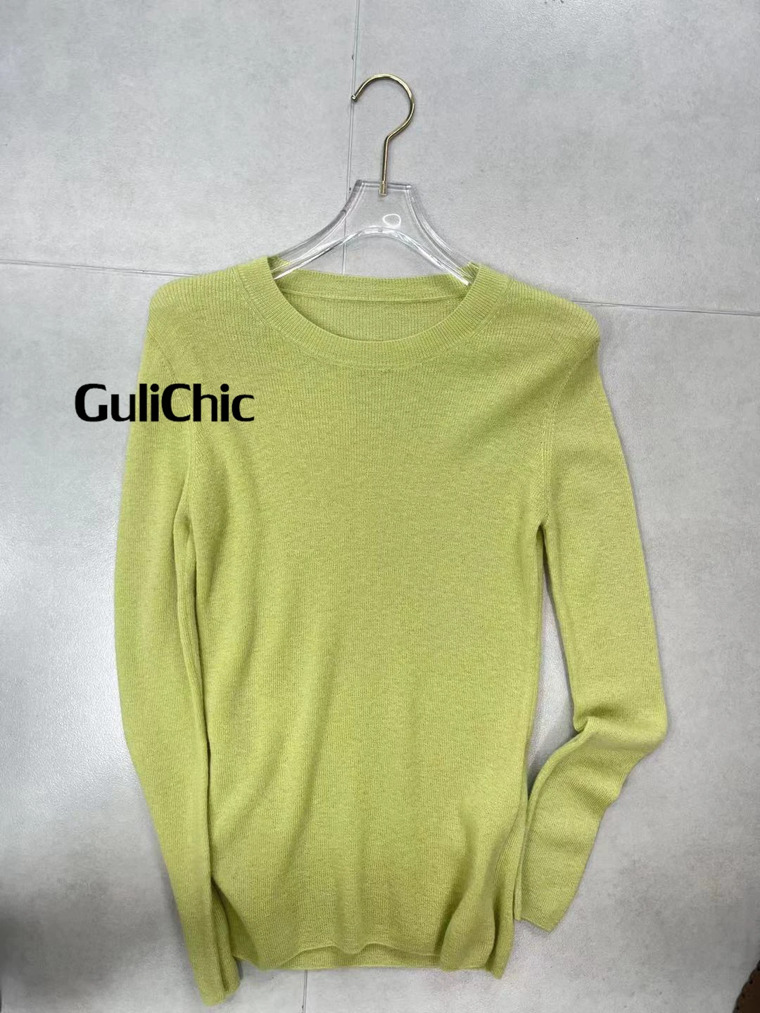 12.1 GuliChic Cashmere Classic Fashion Solid Color Stretch Slim Thin Knitted Pullover Sweater Knitwear Top Women