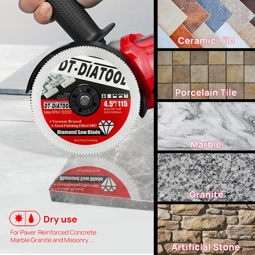 DT-Diatool Dia 4.5inch 115mm Marble Cutting Discs for Cutting Marble Cutter Tile Granite Artificial Stone Diamond Saw Blades