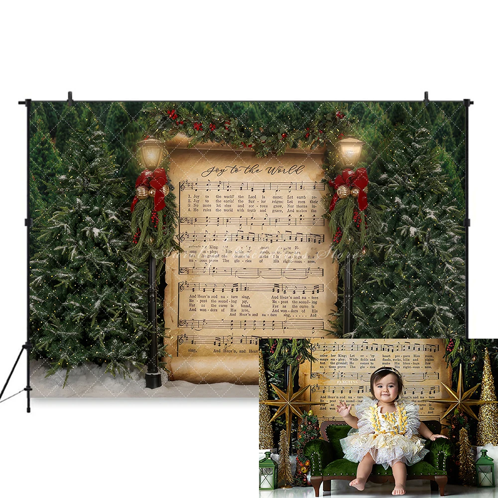 Christmas Choir Backgrounds Kids Adult Photography Props Child Baby Decors Photo Studio Snow Sheet Music Ensemble Backdrops