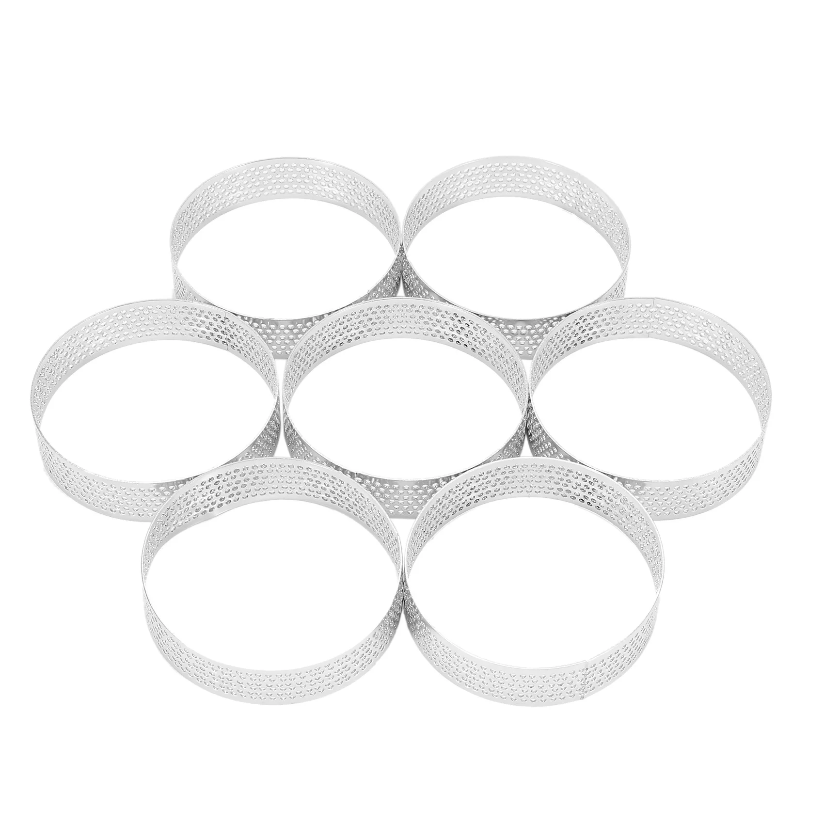 5 Pcs Circular Porous Tart Ring Bottom Tower Pie Cake Mould Baking Tools Heat-Resistant Perforated Cake Mousse Ring 8cm