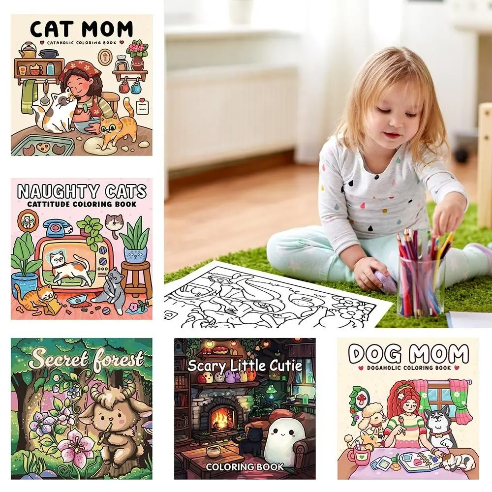 Divertente libro da colorare per cartoni animati, pittura antistress, regalo, libro educativo per scarabocchi, per adulti e adolescenti