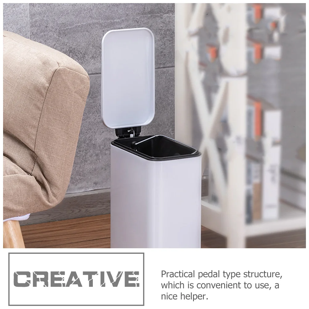 

Foot Pedal Trash Bucket Stainless Steel Durable Compact Household Rubbish Bin Practical Trash Can for Home Office