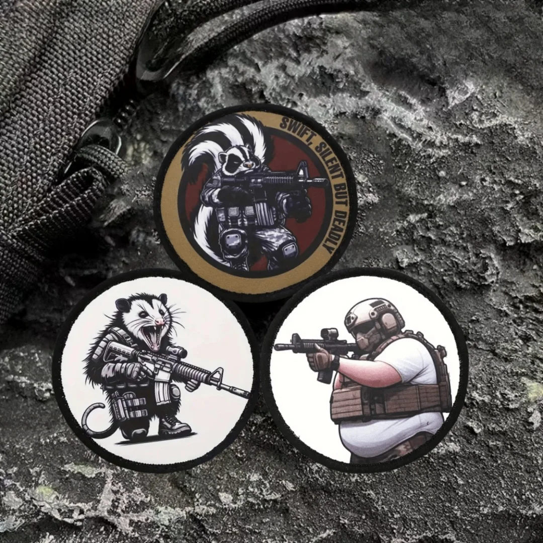 Tactical Squirrel Print Patch Possum Sniper Hook&Loop Patch Military USA Girl Warrior Army Morale Badge Armband Backpack Sticker