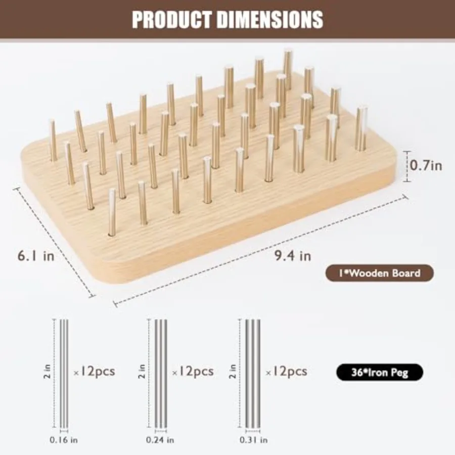 36-gaats houten ophangbord voor vingervaardigheid en handrevalidatie met 4 mm 6 mm 8 mm haringen om fijne motoriek te verbeteren en handoog