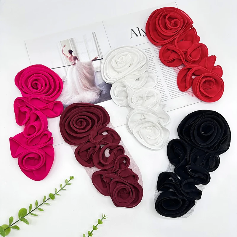 1 Pcs Black And White Pleated Lace Lace Mesh Flower Patch Handmade DIY Clothing Corsage Sewing Applique Accessories